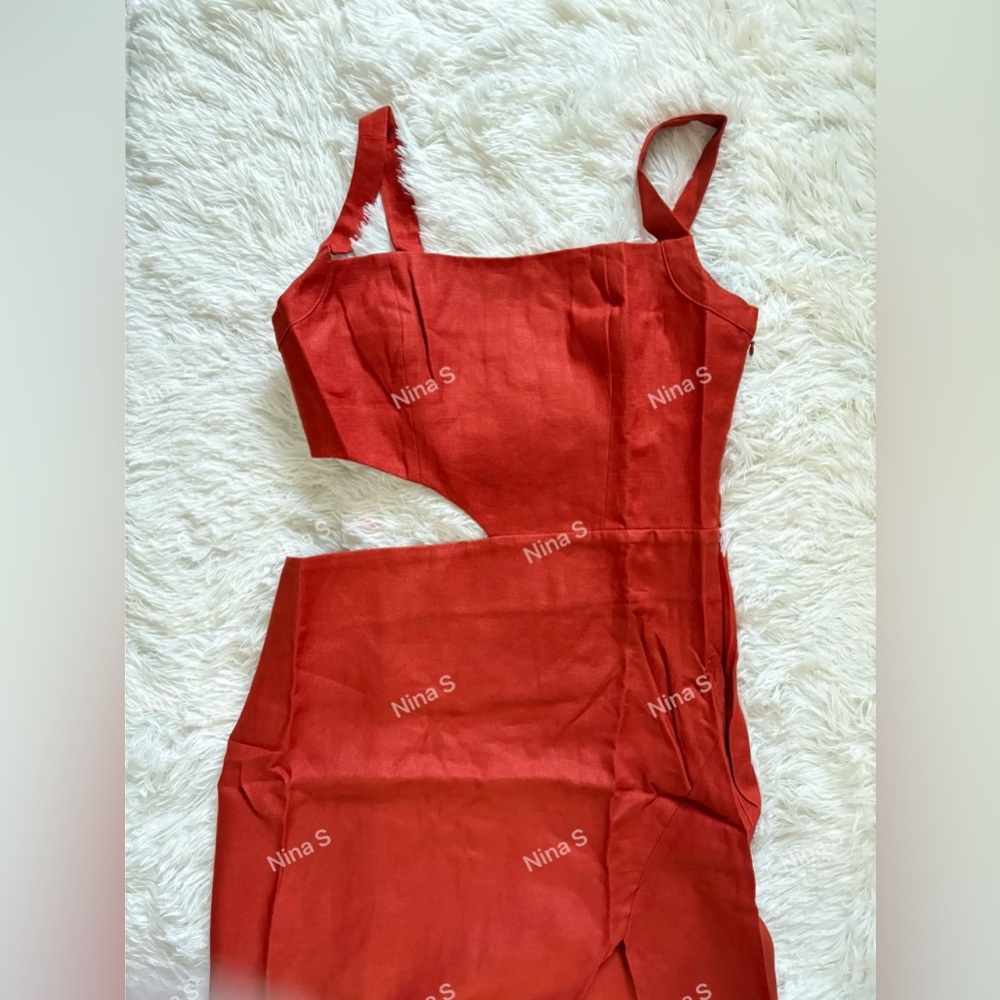 Reformation Red Cutout Midi Dress - Picture 2 of 6
